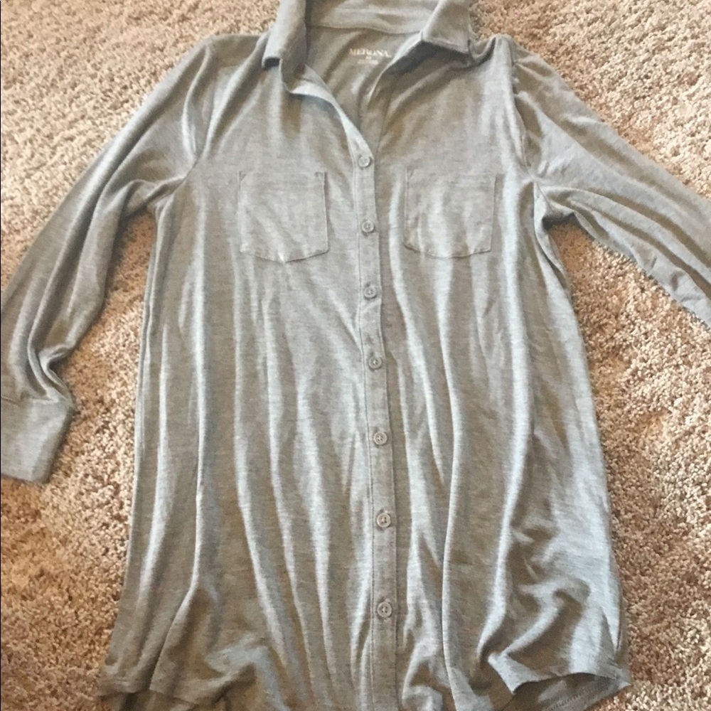 Long sleeve button down collared T-shirt